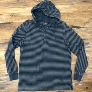 Jachs Navy and White Striped Hooded Long-Sleeve Henley